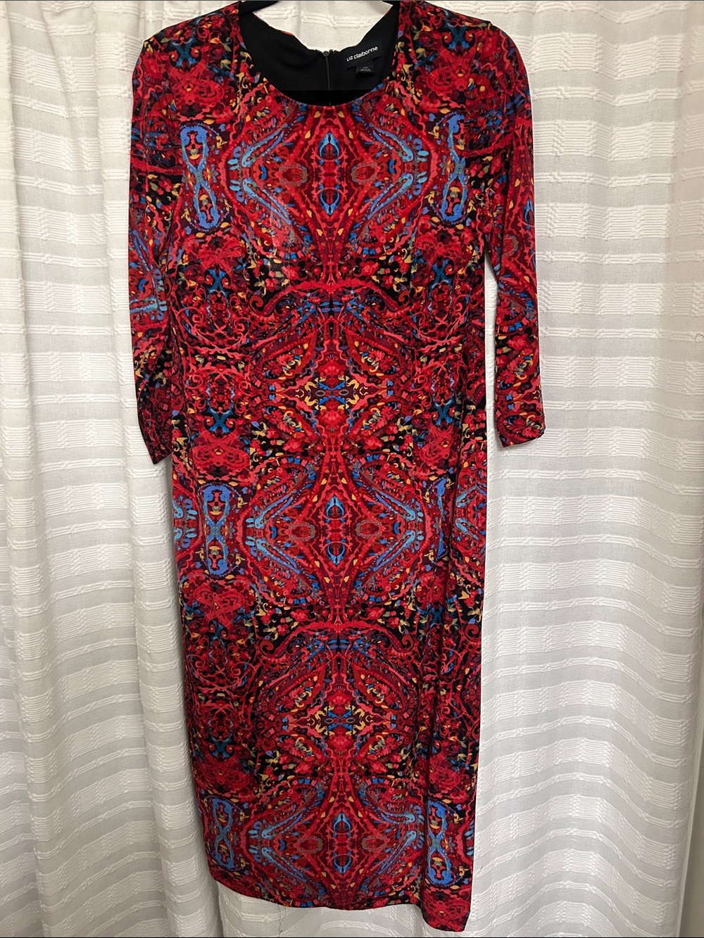 Liz Claiborne Red Multicolor Printed Midi Dress